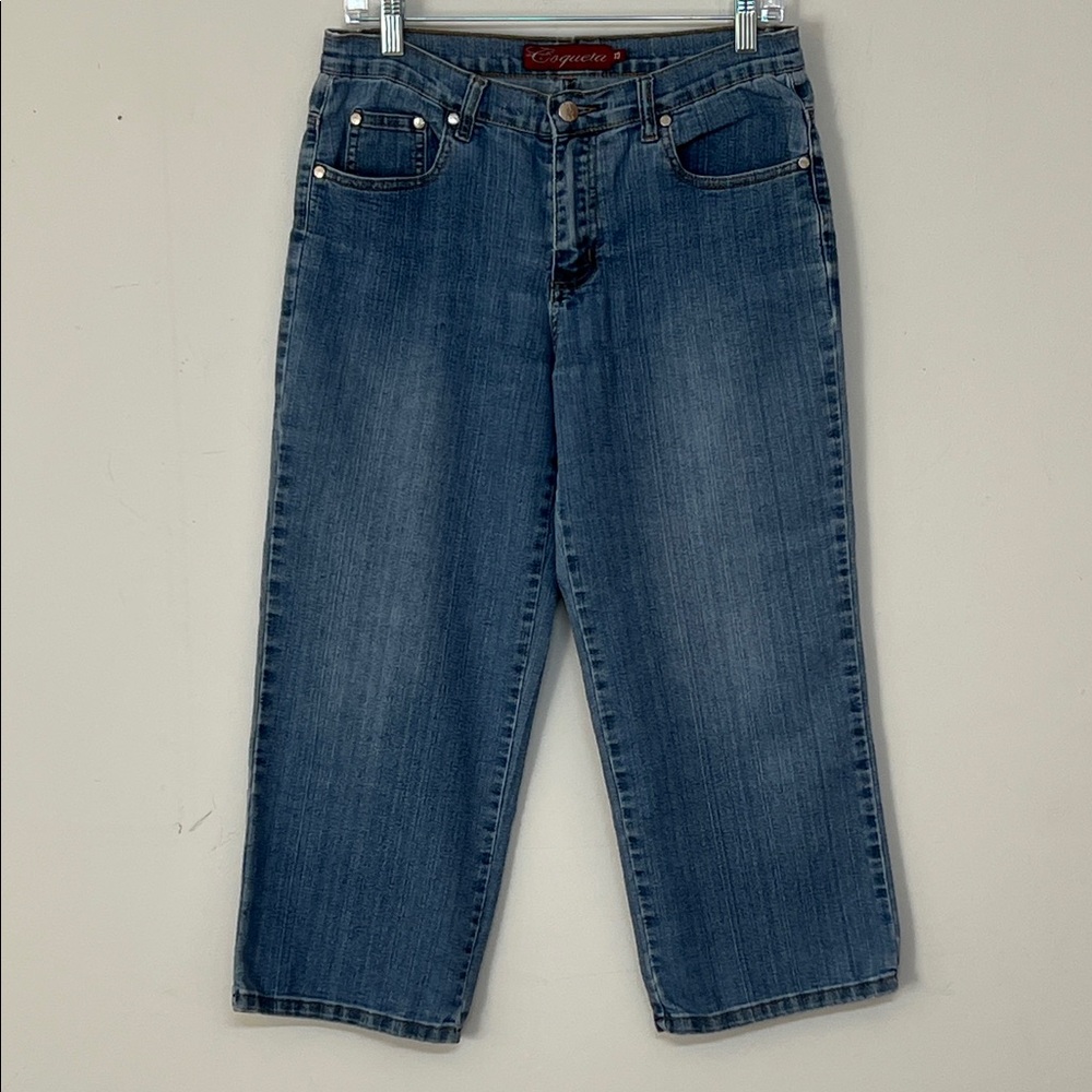 🌞 Coquetta cropped  blue denim capri jeans women jr size 13